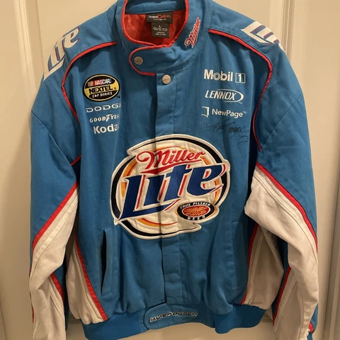 Teamcaliber Kurt Busch Miller Lite NASCAR Champion Coat Men Size L SIGNED!! Cover