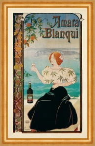 Amara Blanqui Werbeplakat Cognac Jugendstil Dame Gebirge Plakate A3 381 Gerahmt - Bild 1 von 1