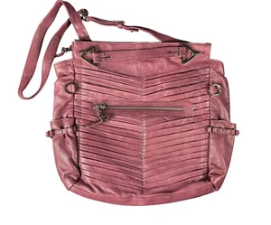 Junior Drake Gail Leder Handtasche Beuteltasche plissiert Crossbody große Taschen cranberry - Bild 1 von 10