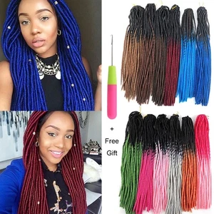 20" Ombre Faux Locs Crochet Braids Pre-looped Locs Twist Braids Hair Extensions - Picture 1 of 12