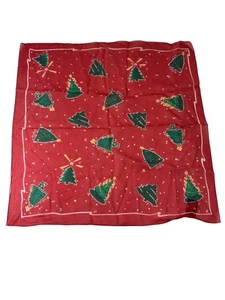 Worldwide Dreams Christmas Tree Scarf Italy Red Green 20" Square Holiday - Picture 1 of 6