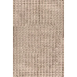 Jeni Solid Faux Rabbit Machine Washable Taupe 3 ft. 9 in. x 6 ft. Area Rug - Picture 1 of 7
