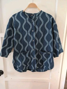 Sasakura Gensho Women's Indigo Shirt Shacket Vintage Snake Blue Japan - Picture 1 of 9