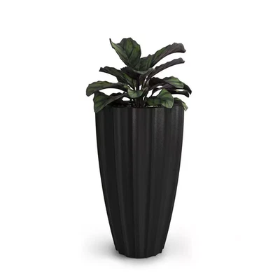 Sedona 28 In. Tall Self-Watering Black Polyethylene Planter - Image 1 of 4