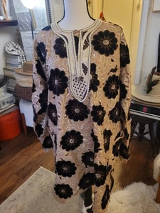 Vintage One Of Kind Handmade Embroidered Roses Dress - Picture 1 of 5