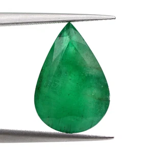 Piedra preciosa real de Zambia sin tratar de pera suelta esmeralda verde natural de 5,16 quilates - Imagen 1 de 11