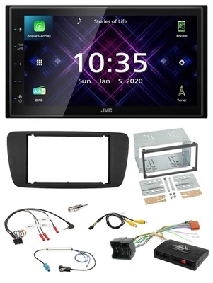 JVC DAB 2DIN Lenkrad Bluetooth USB Autoradio für Seat Ibiza 08-15 schwarz - Bild 1 von 4