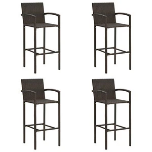 Bar Stools 4 pcs Brown Poly Rattan W7W4 - Picture 1 of 8