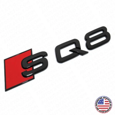 Audi SQ8 Gloss Black Rear Letter Liftgate Badge Trunk Emblem Badge Logo Sport  - Image 1 of 4