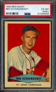 1954 Red Heart Red Schoendienst PSA 6 EX-MT (MC) *St. Louis Cardinals* - Picture 1 of 2