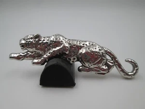 Vintage Leopard Shape Brooch Sterling Silver 1970's MADE IN EUROPE - Picture 1 of 9