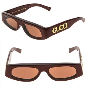 GUCCI GG1771S Burgundy Narrow Angular 1771 GG Logo Runway Fashion Sunglasses 003 - Picture 1 of 10