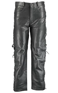 Jean Style Lederhose Hose mit seitlichen Schnürsenkeln in schwarz, braun oder stonewash - Bild 1 von 24
