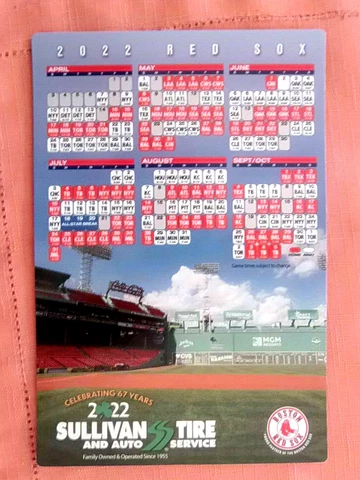 2022 RED SOX MAGNETIC SEASON SCHEDULE - FENWAY PARK Cover