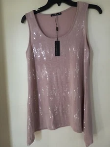 Cable & Gauge Womens Mauve Sleeveless Clear  Sequin Top - M NEW - Picture 1 of 3
