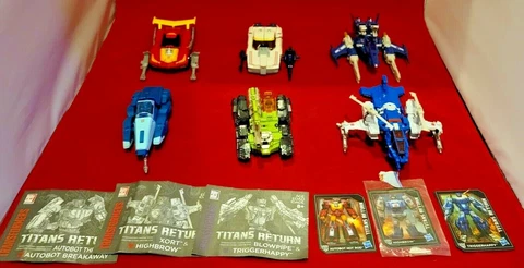6 Transformers Titans Return HotRod/Blurr/Hardhead/Triger/Highbrow/Breakaway Lot Cover