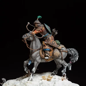 Arquero mongol mongol montado 54 mm pintado en miniatura soldado | nivel de arte - Imagen 1 de 4