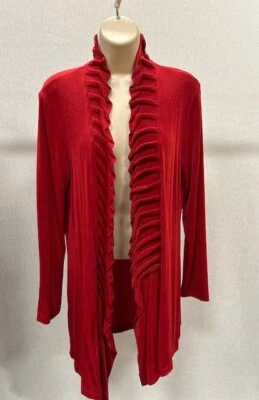 Chicos Travelers Clásica Princesa Plisada Chaqueta Mujer 1 (S/8) Roja Slinky Elastizada Foto 1 de 4