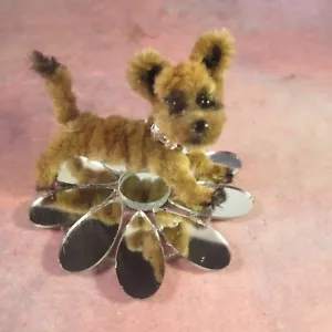 Dollhouse Miniature Handmade Chenille Puppy Dog Mirrored Stand Collectible Figur - Imagen 1 de 16