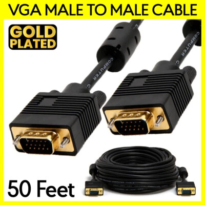 50 Feet VGA Cable SVGA Monitor Cord Super VGA Male to Male Computer Video Cable - Image 1 of 3