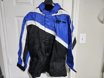 Tourmaster Defender Two-Piece Motorcycle Rainsuit Black/Blue Large NWT - Image 1 of 4