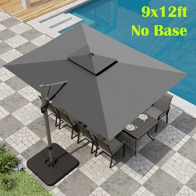 9'x 12' Large Patio Umbrella Outdoor Cantilever Umbrella Double Top 360°Rotation - Image 1 of 4