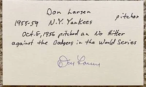 Don Larsen signed card - Yankees Giants debut 1953 - - Picture 1 of 1