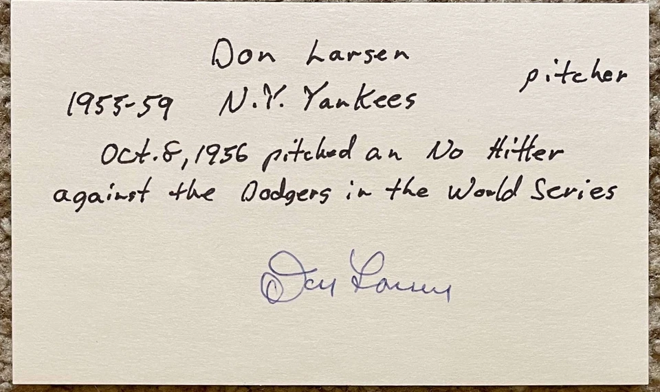 Don Larsen signed card - Yankees Giants debut 1953 - - Image 1 of 1