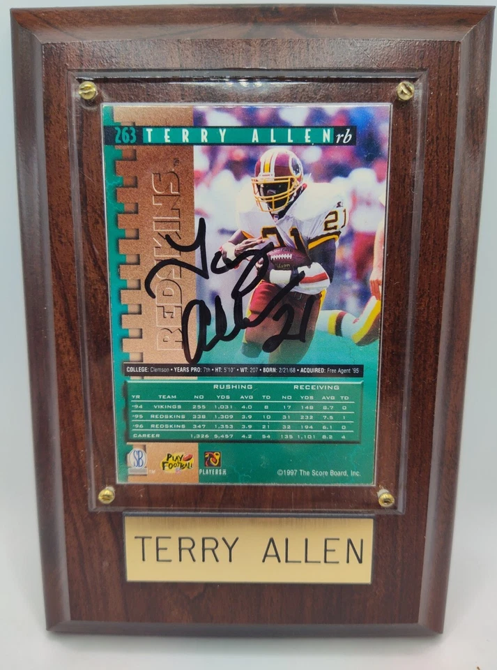 Терри Аллен No21 Washington Redskins подписанная карточка табличка - Изображение 1 из 4
