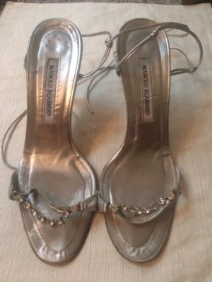 RARE! Silver and diamond Manolo Blahnik sandals!  - Image 1 of 4