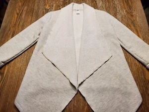 Old Navy Sherpa Lined Cardigan Girls M size 8 Gray Open Sweater Jacket Coat Cozy - Picture 1 of 9