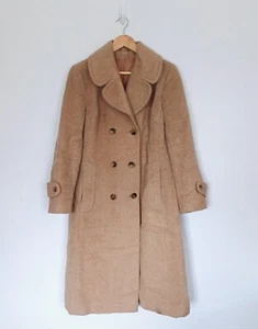 Admyia London Wool Mohair Camel Hair Pea Coat Size 14 Beige Vintage England - Picture 1 of 24