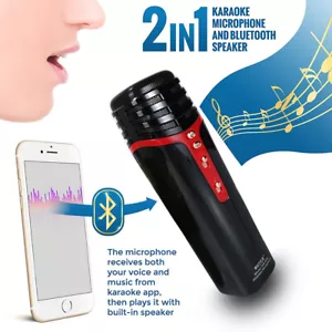 2-in-1 Wireless BT 5.0 Karaoke Mikrofon & Lautsprecher mit Gesangsentfernung/Echoanpassung - Bild 1 von 3
