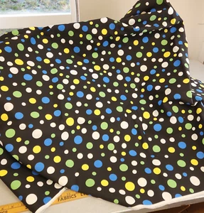 Polka Dot Cotton Canvas Black Blue Green 5 yds 57" wide Upholstery Pillow Circle - Picture 1 of 3