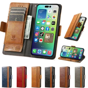 PU Leather Wallet Flip Case For iPhone 16e 14 13 12 11 Pro Max 8 7 6 Plus XR Air - Picture 1 of 18