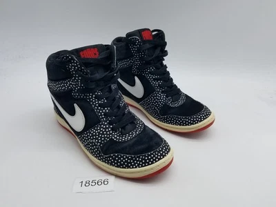 Nike Force Sky Zapatillas Altas Cuña Oculta "Lunares" Para Mujer Talla 8 Negras Foto 1 de 4