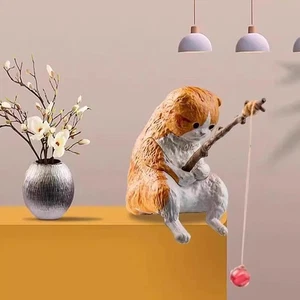 Ciondolo gatto pesca acquario pesci paesaggio creativo ufficio mini decorazione - Foto 1 di 20