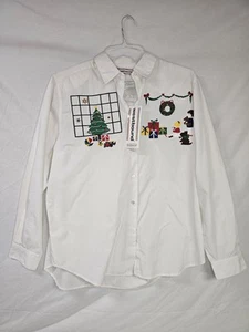 New W/ Tag Vintage 90s Embroidered Christmas button down shirt By Westbound Sz14 - Picture 1 of 3