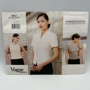 Vogue Sewing Pattern 1822 Anne Klein II 3 Shirts Sizes 12 - 14 - 16 - Picture 1 of 9