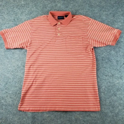 Polo Gant Hombre Mediano Rojo Cuello 1/4 Botón Manga Corta Elástico Pullover Foto 1 de 4