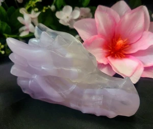 Large Rare 5" 612g A+ Yittrium Fluorite Crystal Dragon Head Skull Stone Carving - Imagen 1 de 24