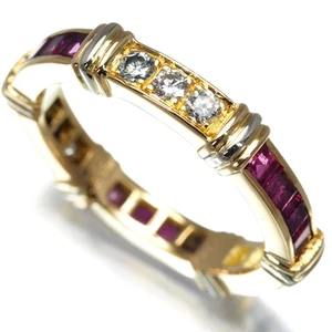 Auth Cartier Ring Ruby Diamond Contessa Full Eternity EU53 18K YG/WG  - Picture 1 of 6