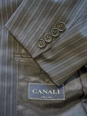 Canali Suit Men’s 2 Piece 42 Jacket 34 Pant Navy Stripe Wool EU 54 Italy *Read - Image 1 of 4