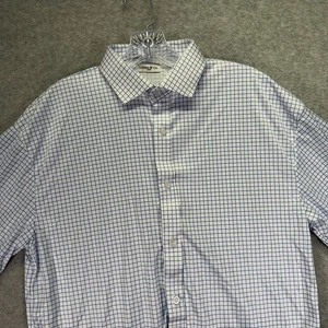 Collars & Co Vestito Collo Polo Uomo Grande Blu Check Performance Elasticizzata - Foto 1 di 7