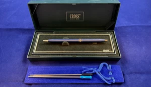 CROSS WOMANS SATIN BLUE w/ACCENT BAND &22k GOLD BALLPOINT PEN #2442 - Picture 1 of 9