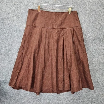 Vintage GAP Linen Skirt Womens 12 Large Chocolate A Line Midi Y2K Cottage Fall  - Image 1 of 4