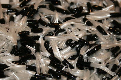 100 pk 1.5" Black / White Crappie Fishing Tube Jig Skirts Perch Bluegill Trout