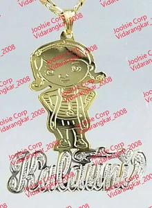 PERSONALISIERTE 14K GP 3D DOPPELT PLATTIERTE SCHRIFT NAMENSSCHILD HALSKETTE / jede Figur  - Bild 1 von 5