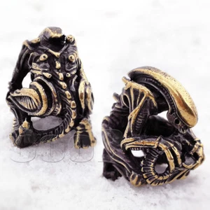 UNIQUE Bronze Bead Beads Charm Pendant ALIEN for Knife Lanyard Paracord Bracelet - Picture 1 of 11