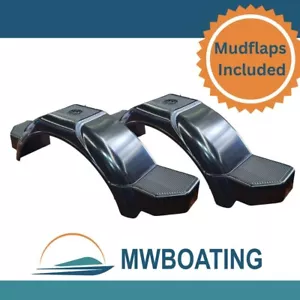 Plastic Trailer Mudguard Pair Black - Suits 13" Wheels - Mudflaps Included - Picture 1 of 4